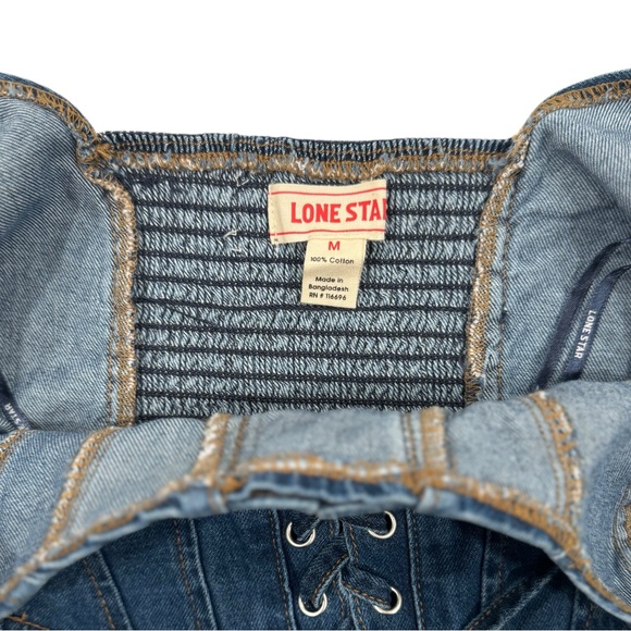 LONE STAR NWT Denim Jean Sexy Lace Up Stretchy Bustier Corset  Crop Size Medium - Picture 6 of 6